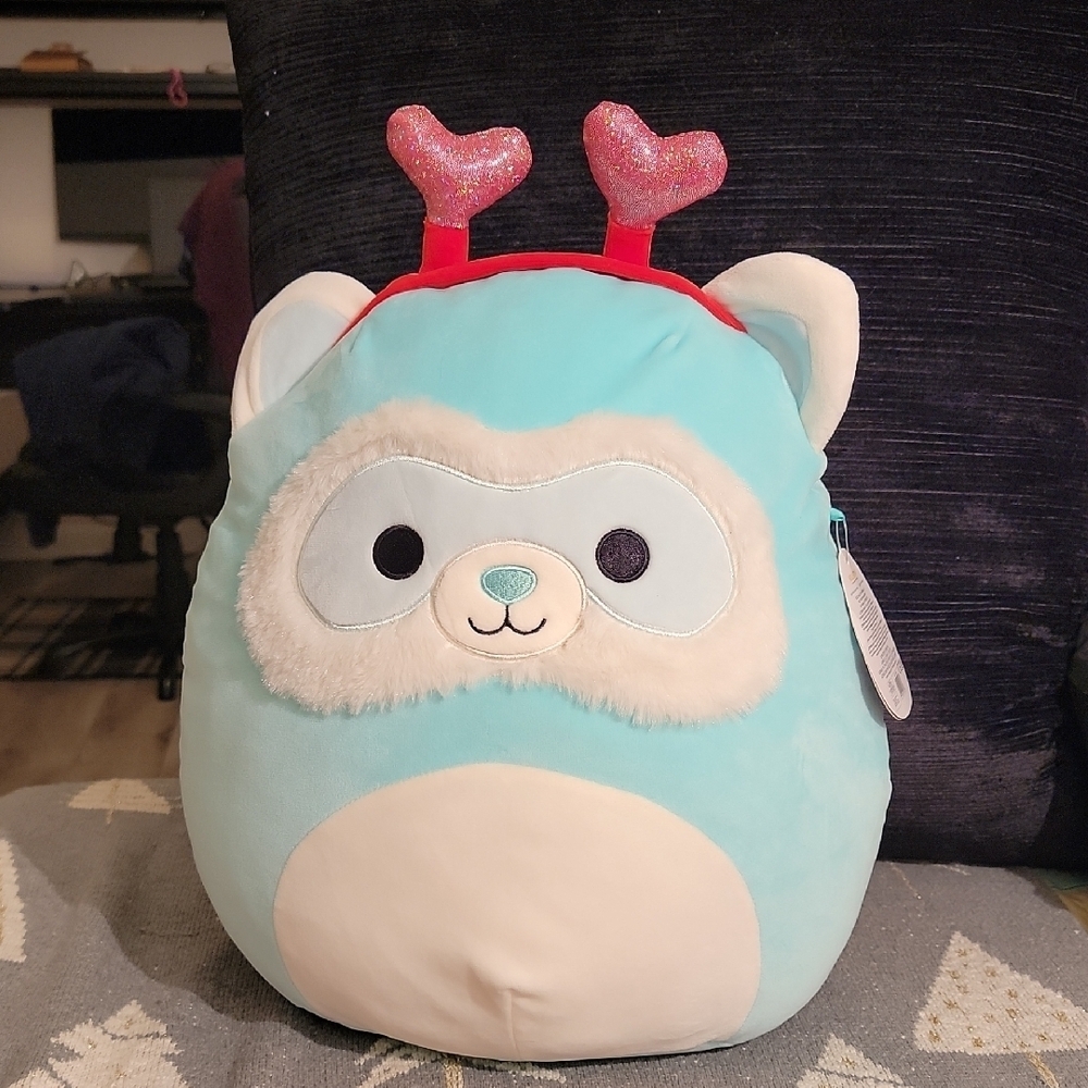 17 in Anneli Squishmallows Aqua and Red Heart Antenna Plush